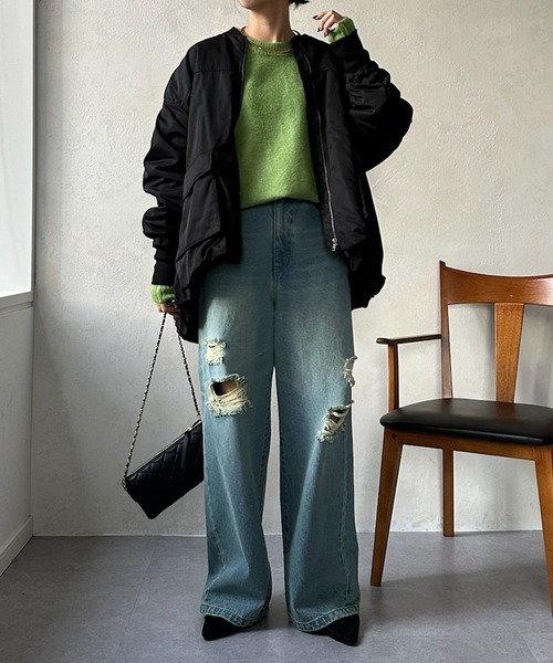 DouDou（ドゥドゥ）の「【WEB限定】 蓄熱中綿MA1（MA-1・レディース・ライトベージュ/カーキ/ブラック・FREE）」の12枚目の写真