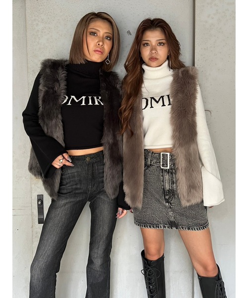 EGOIST（エゴイスト）の「シンプルフェイクファーベスト（ベスト・レディース・ライトブラウン/ダークグレー・FREE）」の7枚目の写真