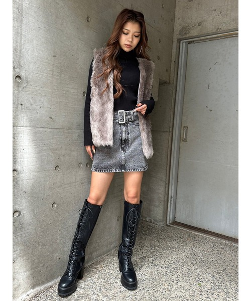 EGOIST（エゴイスト）の「シンプルフェイクファーベスト（ベスト・レディース・ライトブラウン/ダークグレー・FREE）」の18枚目の写真