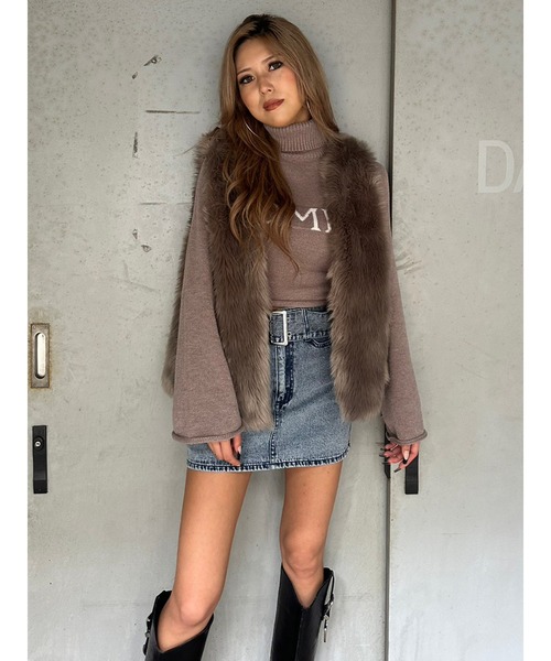 EGOIST（エゴイスト）の「シンプルフェイクファーベスト（ベスト・レディース・ライトブラウン/ダークグレー・FREE）」の19枚目の写真