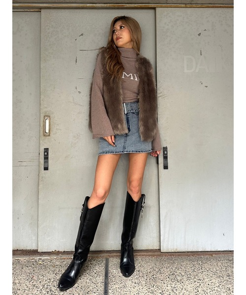 EGOIST（エゴイスト）の「シンプルフェイクファーベスト（ベスト・レディース・ライトブラウン/ダークグレー・FREE）」の20枚目の写真