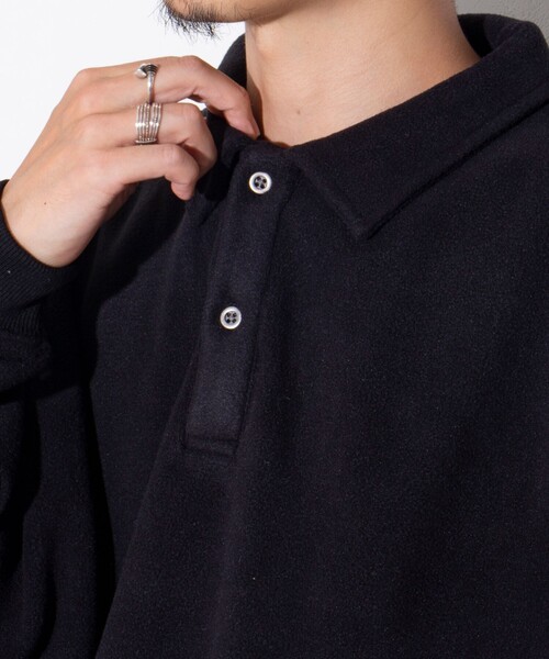 GLOSTER（グロスター）の「【限定展開】【SEABEES/シービーズ】フリースポロシャツ（ポロシャツ・メンズ・ブラック/アイボリー/チャコールグレー・M/L）」の4枚目の写真