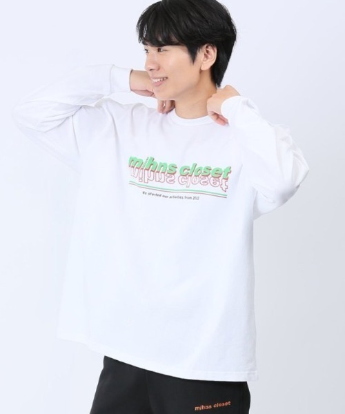 mihns closet(ミンズクローゼット)の「【WEB限定販売】ミンズクローゼット/mihns closetカラープリント クルー長袖Tシャツ(Tシャツ/カットソー・メンズ・ブラック/ホワイト/ライトグレー・LARGE/MEDIUM/X-LARGE)」の2枚目の写真