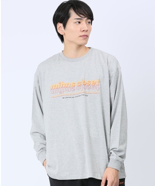 mihns closet(ミンズクローゼット)の「【WEB限定販売】ミンズクローゼット/mihns closetカラープリント クルー長袖Tシャツ(Tシャツ/カットソー・メンズ・ブラック/ホワイト/ライトグレー・LARGE/MEDIUM/X-LARGE)」の1枚目の写真