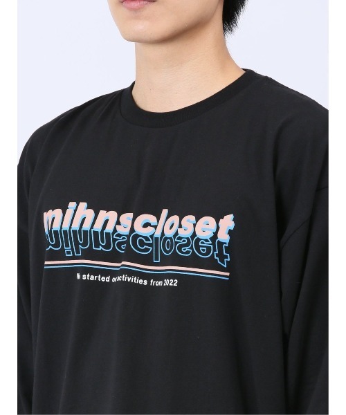 mihns closet(ミンズクローゼット)の「【WEB限定販売】ミンズクローゼット/mihns closetカラープリント クルー長袖Tシャツ(Tシャツ/カットソー・メンズ・ブラック/ホワイト/ライトグレー・LARGE/MEDIUM/X-LARGE)」の5枚目の写真