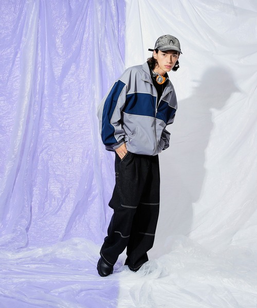 Adoon plain（アドーンプレーン）の「ダブルニーワイドデニムパンツ（デニムパンツ・メンズ・ライトブルー/ブラック・LARGE/MEDIUM/SMALL）」の12枚目の写真