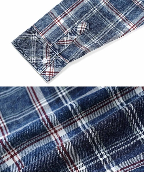 jiggys shop(ジギーズショップ)の「インディゴチェックシャツ(シャツ/ブラウス・メンズ・レッド/ブルー・LARGE/X-LARGE/MEDIUM)」の11枚目の写真