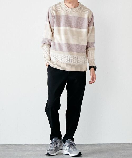 MEN'S MELROSE（メンズメルローズ）の「【MASTER FRAME】ランダムボーダーニット（ニット/セーター・メンズ・ナチュラル/パープル/ネイビー・3/4）」の11枚目の写真