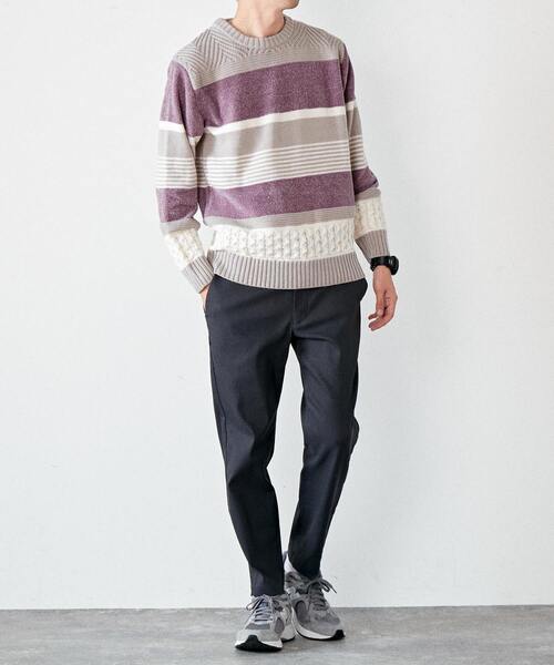 MEN'S MELROSE（メンズメルローズ）の「【MASTER FRAME】ランダムボーダーニット（ニット/セーター・メンズ・ナチュラル/パープル/ネイビー・3/4）」の14枚目の写真