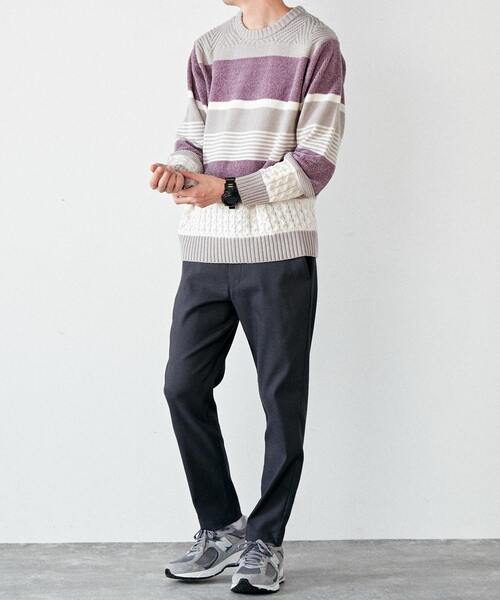 MEN'S MELROSE（メンズメルローズ）の「【MASTER FRAME】ランダムボーダーニット（ニット/セーター・メンズ・ナチュラル/パープル/ネイビー・3/4）」の15枚目の写真