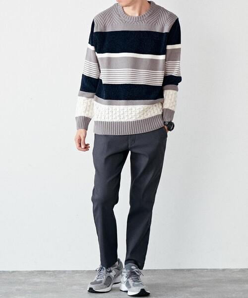 MEN'S MELROSE（メンズメルローズ）の「【MASTER FRAME】ランダムボーダーニット（ニット/セーター・メンズ・ナチュラル/パープル/ネイビー・3/4）」の17枚目の写真