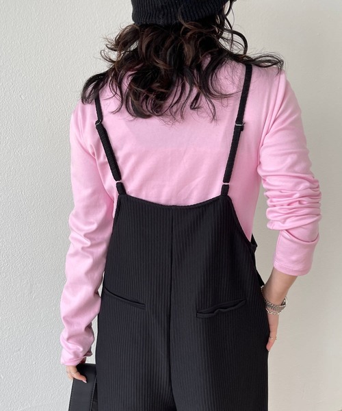 wee9s（ウィークス）の「Beginners salopette / ビギナーズサロペット,スクエアネック,ワイドシルエット（サロペット/オーバーオール・レディース・ベージュ/ブラック/チャコール・FREE）」の17枚目の写真