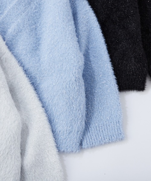 CIAOPANIC TYPY（チャオパニックティピー）の「【KIDS】シャイニーラメシャギーカーディガン（カーディガン/ボレロ・キッズ・サックスブルー/ブラック/オフホワイト・XXL/M/XL/L/S）」の6枚目の写真