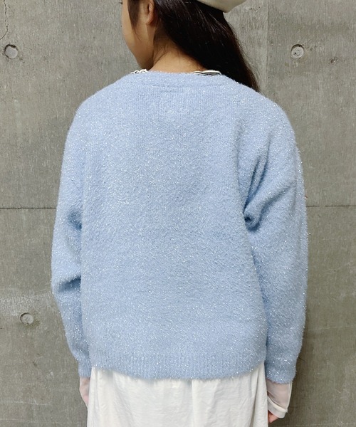 CIAOPANIC TYPY（チャオパニックティピー）の「【KIDS】シャイニーラメシャギーカーディガン（カーディガン/ボレロ・キッズ・サックスブルー/ブラック/オフホワイト・XXL/M/XL/L/S）」の19枚目の写真