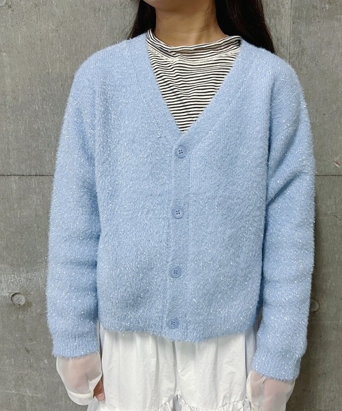 CIAOPANIC TYPY（チャオパニックティピー）の「【KIDS】シャイニーラメシャギーカーディガン（カーディガン/ボレロ・キッズ・サックスブルー/ブラック/オフホワイト・XXL/M/XL/L/S）」の17枚目の写真