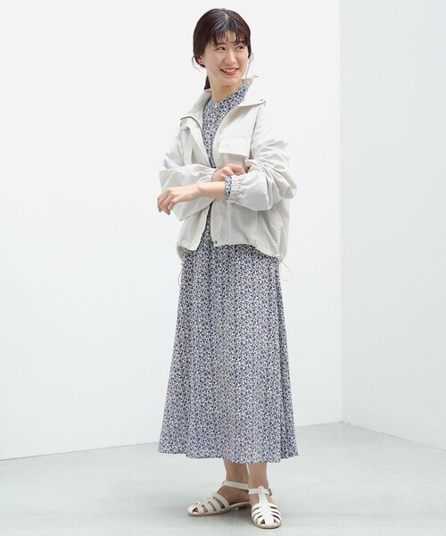 BEAMS HEART（ビームスハート）の「BEAMS HEART / スタンドカラーブルゾン（ブルゾン・レディース・チャコールグレー/ホワイト系その他5・FREE）」の4枚目の写真