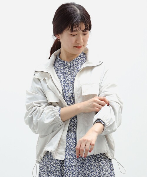 BEAMS HEART（ビームスハート）の「BEAMS HEART / スタンドカラーブルゾン（ブルゾン・レディース・チャコールグレー/ホワイト系その他5・FREE）」の6枚目の写真