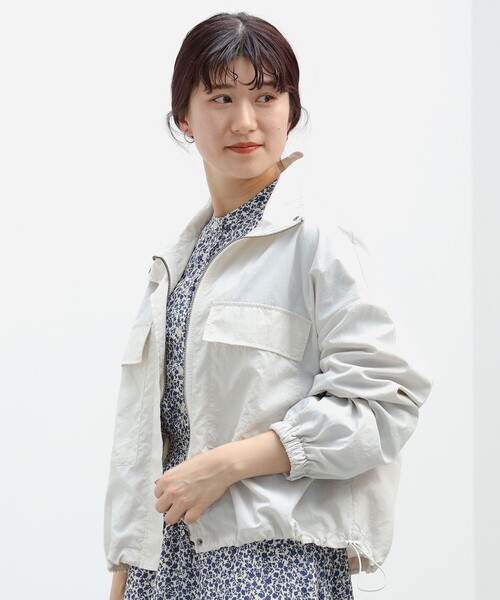 BEAMS HEART（ビームスハート）の「BEAMS HEART / スタンドカラーブルゾン（ブルゾン・レディース・チャコールグレー/ホワイト系その他5・FREE）」の2枚目の写真