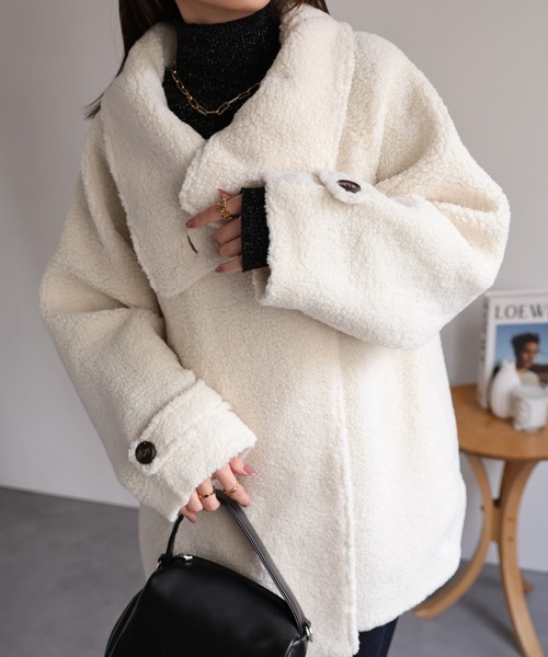 セール】ボアスタンドカラーミドルコート（その他アウター