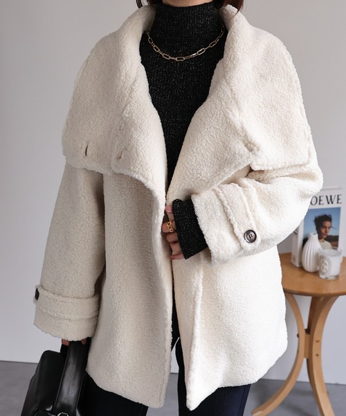 セール】ボアスタンドカラーミドルコート（その他アウター