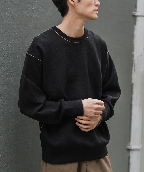 EDIFICE(エディフィス)の「《再入荷》スウェットライクニット(ニット/セーター・メンズ・ベージュ系その他/ネイビー/ブラック・LARGE/MEDIUM)」の2枚目の写真