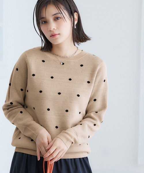 nissen(ニッセン)の「ドットジャガードニット(ニット/セーター・レディース・グレー系/ブラック系/ベージュ系・S/M/LL/L)」の2枚目の写真