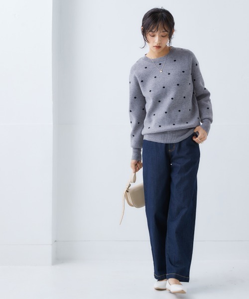 nissen(ニッセン)の「ドットジャガードニット(ニット/セーター・レディース・グレー系/ブラック系/ベージュ系・S/M/LL/L)」の6枚目の写真
