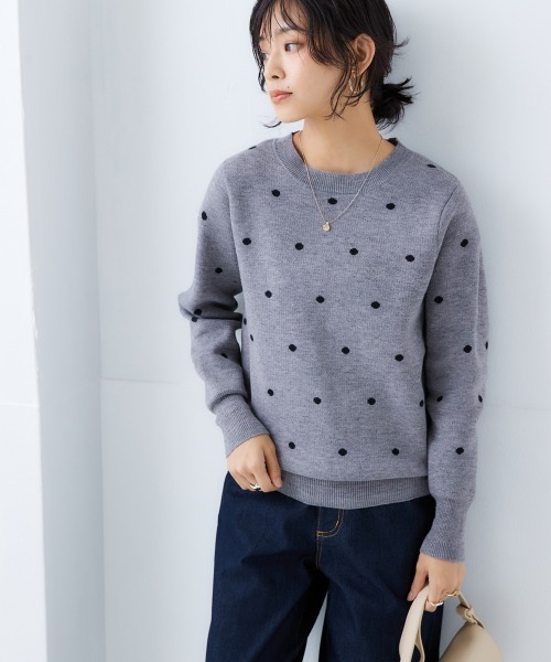 nissen(ニッセン)の「ドットジャガードニット(ニット/セーター・レディース・グレー系/ブラック系/ベージュ系・S/M/LL/L)」の7枚目の写真