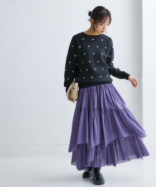 nissen(ニッセン)の「ドットジャガードニット(ニット/セーター・レディース・グレー系/ブラック系/ベージュ系・S/M/LL/L)」の9枚目の写真