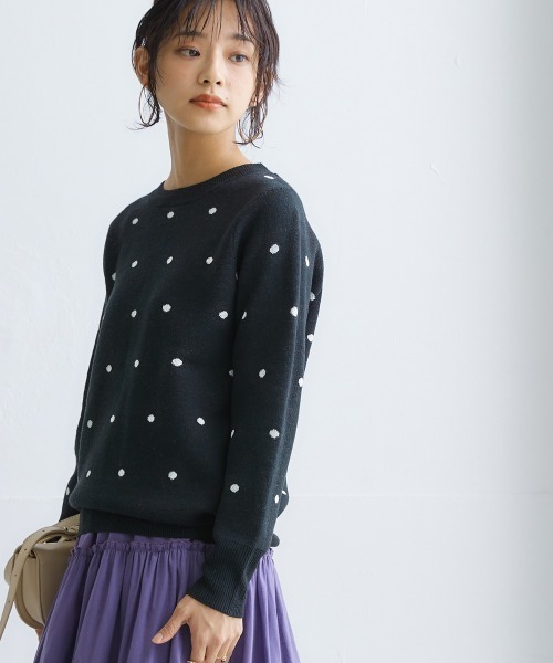 nissen(ニッセン)の「ドットジャガードニット(ニット/セーター・レディース・グレー系/ブラック系/ベージュ系・S/M/LL/L)」の8枚目の写真