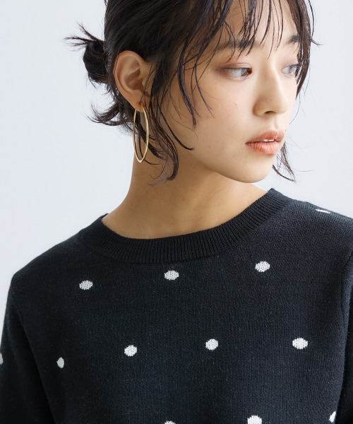 nissen(ニッセン)の「ドットジャガードニット(ニット/セーター・レディース・グレー系/ブラック系/ベージュ系・S/M/LL/L)」の12枚目の写真