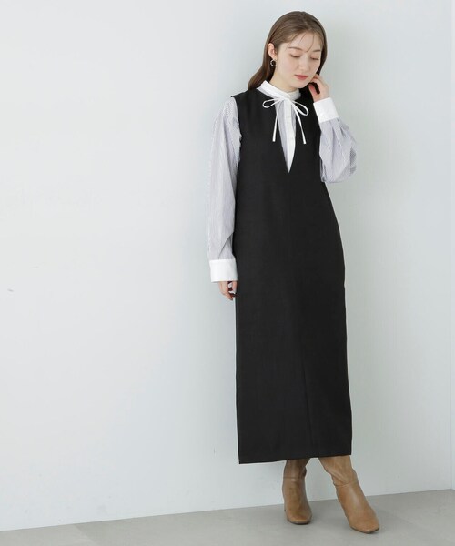 N.（N. Natural Beauty Basic）（エヌエヌナチュラルビューティーベーシック）の「【S Size Line】◆キーネックストレートジャンパースカート（ジャンパースカート・レディース・ブラック/ベージュ/グレー・MEDIUM/SMALL）」の22枚目の写真