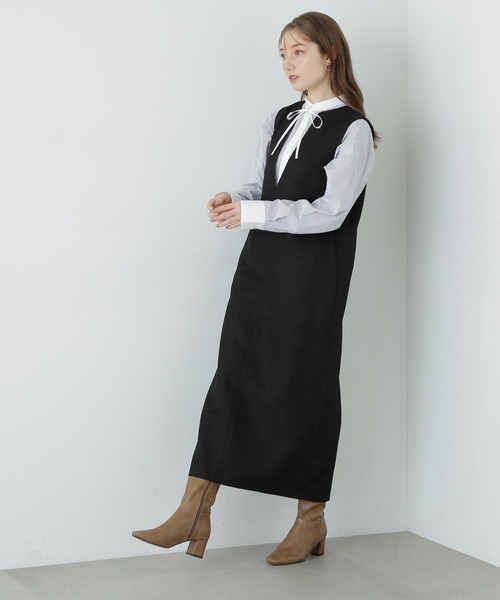 N.（N. Natural Beauty Basic）（エヌエヌナチュラルビューティーベーシック）の「【S Size Line】◆キーネックストレートジャンパースカート（ジャンパースカート・レディース・ブラック/ベージュ/グレー・MEDIUM/SMALL）」の6枚目の写真