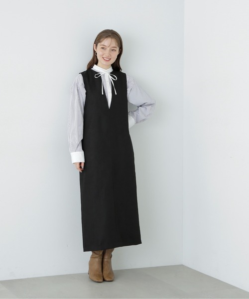 N.（N. Natural Beauty Basic）（エヌエヌナチュラルビューティーベーシック）の「【S Size Line】◆キーネックストレートジャンパースカート（ジャンパースカート・レディース・ブラック/ベージュ/グレー・MEDIUM/SMALL）」の7枚目の写真
