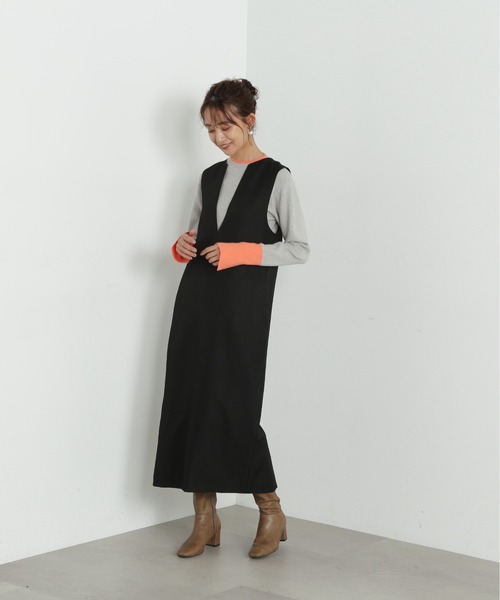 N.（N. Natural Beauty Basic）（エヌエヌナチュラルビューティーベーシック）の「【S Size Line】◆キーネックストレートジャンパースカート（ジャンパースカート・レディース・ブラック/ベージュ/グレー・MEDIUM/SMALL）」の15枚目の写真