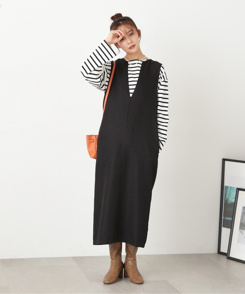 N.（N. Natural Beauty Basic）（エヌエヌナチュラルビューティーベーシック）の「【S Size Line】◆キーネックストレートジャンパースカート（ジャンパースカート・レディース・ブラック/ベージュ/グレー・MEDIUM/SMALL）」の16枚目の写真