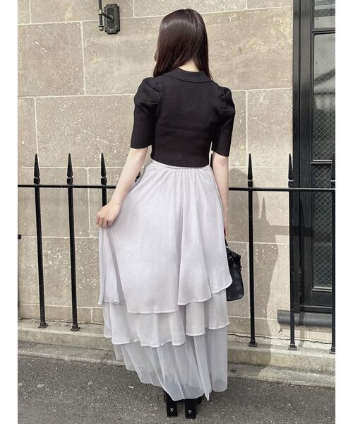 EATME（イートミー）の「レースアップカラーニットTOP（ニット/セーター・レディース・ブラック/オフホワイト/イエロー・FREE）」の5枚目の写真