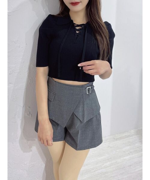 EATME（イートミー）の「レースアップカラーニットTOP（ニット/セーター・レディース・ブラック/オフホワイト/イエロー・FREE）」の10枚目の写真