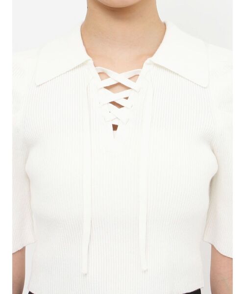 EATME（イートミー）の「レースアップカラーニットTOP（ニット/セーター・レディース・ブラック/オフホワイト/イエロー・FREE）」の16枚目の写真