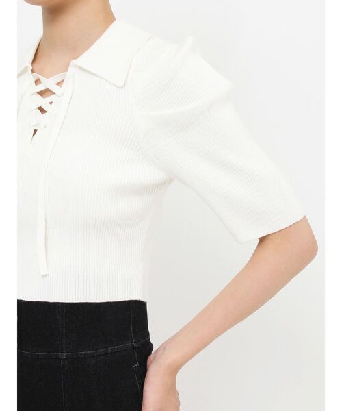 EATME（イートミー）の「レースアップカラーニットTOP（ニット/セーター・レディース・ブラック/オフホワイト/イエロー・FREE）」の17枚目の写真