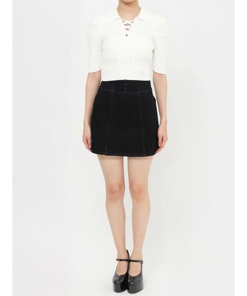 EATME（イートミー）の「レースアップカラーニットTOP（ニット/セーター・レディース・ブラック/オフホワイト/イエロー・FREE）」の20枚目の写真