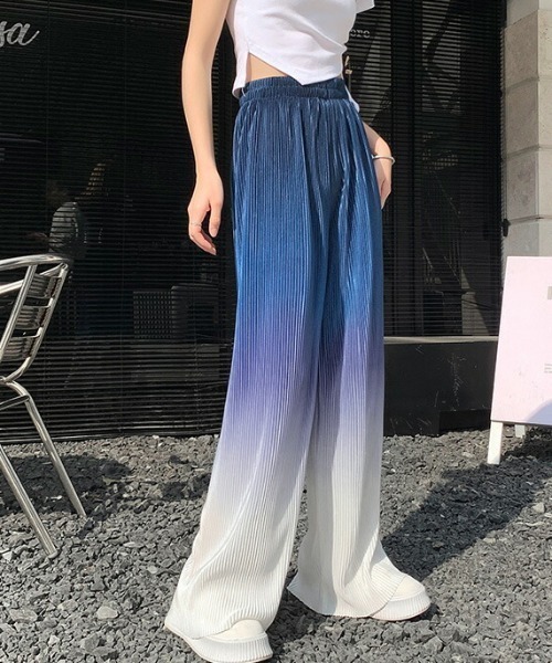 COCOMOMO（ココモモ）の「ストレートプリーツイージーワイドパンツ（その他パンツ・レディース・ブルー系その他/グリーン系その他/ブラック/ブラック系その他/ブルー/パープル・FREE）」の19枚目の写真