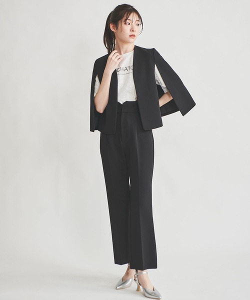 31 Sons de mode（トランテアン　ソン　ドゥ　モード）の「ケープジャケット（ノーカラージャケット・レディース・ベージュ/ブラック・フリー）」の12枚目の写真