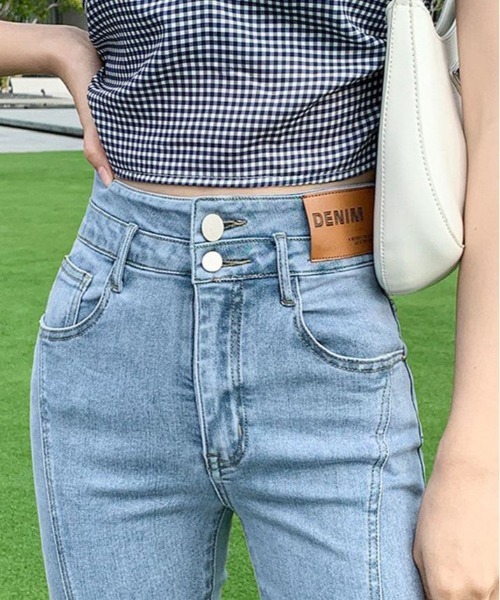 kirakiraShop(キラキラショップ)の「美脚 ストレッチ スリット フレア デニム(デニムパンツ・レディース・ライトブルー/ブラック/ブルー・S/M/L/2XL/XL)」の10枚目の写真