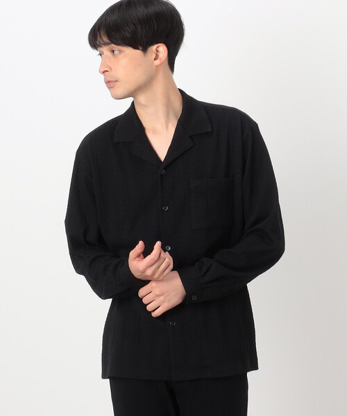 COMME CA ISM（コムサイズム）の「ケーブルジャカード オープンカラーシャツ（シャツ/ブラウス・メンズ・ブラック/ホワイト・MEDIUM/LARGE）」の14枚目の写真