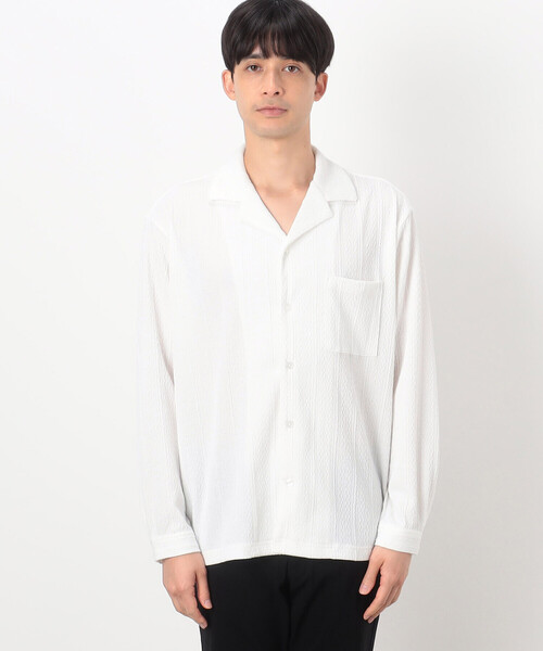 COMME CA ISM（コムサイズム）の「ケーブルジャカード オープンカラーシャツ（シャツ/ブラウス・メンズ・ブラック/ホワイト・MEDIUM/LARGE）」の13枚目の写真