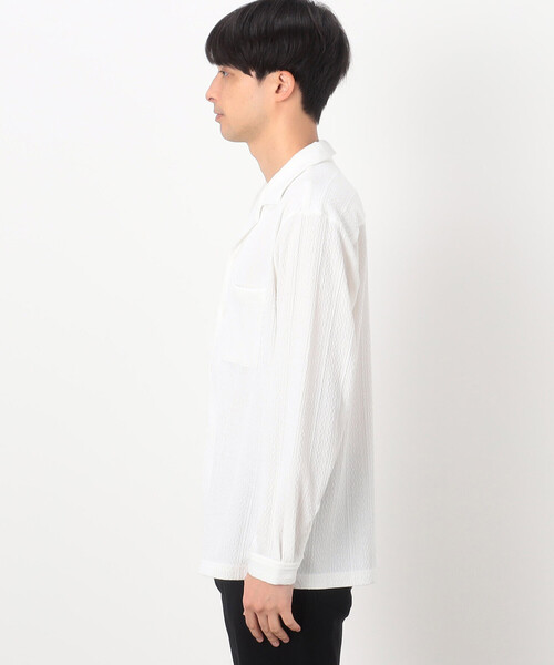 COMME CA ISM（コムサイズム）の「ケーブルジャカード オープンカラーシャツ（シャツ/ブラウス・メンズ・ブラック/ホワイト・MEDIUM/LARGE）」の12枚目の写真