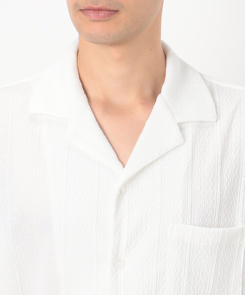 COMME CA ISM（コムサイズム）の「ケーブルジャカード オープンカラーシャツ（シャツ/ブラウス・メンズ・ブラック/ホワイト・MEDIUM/LARGE）」の10枚目の写真