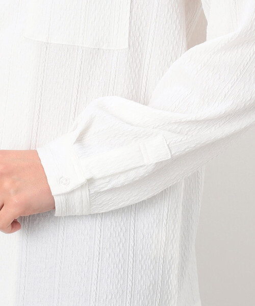 COMME CA ISM（コムサイズム）の「ケーブルジャカード オープンカラーシャツ（シャツ/ブラウス・メンズ・ブラック/ホワイト・MEDIUM/LARGE）」の8枚目の写真