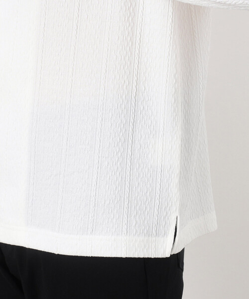 COMME CA ISM（コムサイズム）の「ケーブルジャカード オープンカラーシャツ（シャツ/ブラウス・メンズ・ブラック/ホワイト・MEDIUM/LARGE）」の7枚目の写真